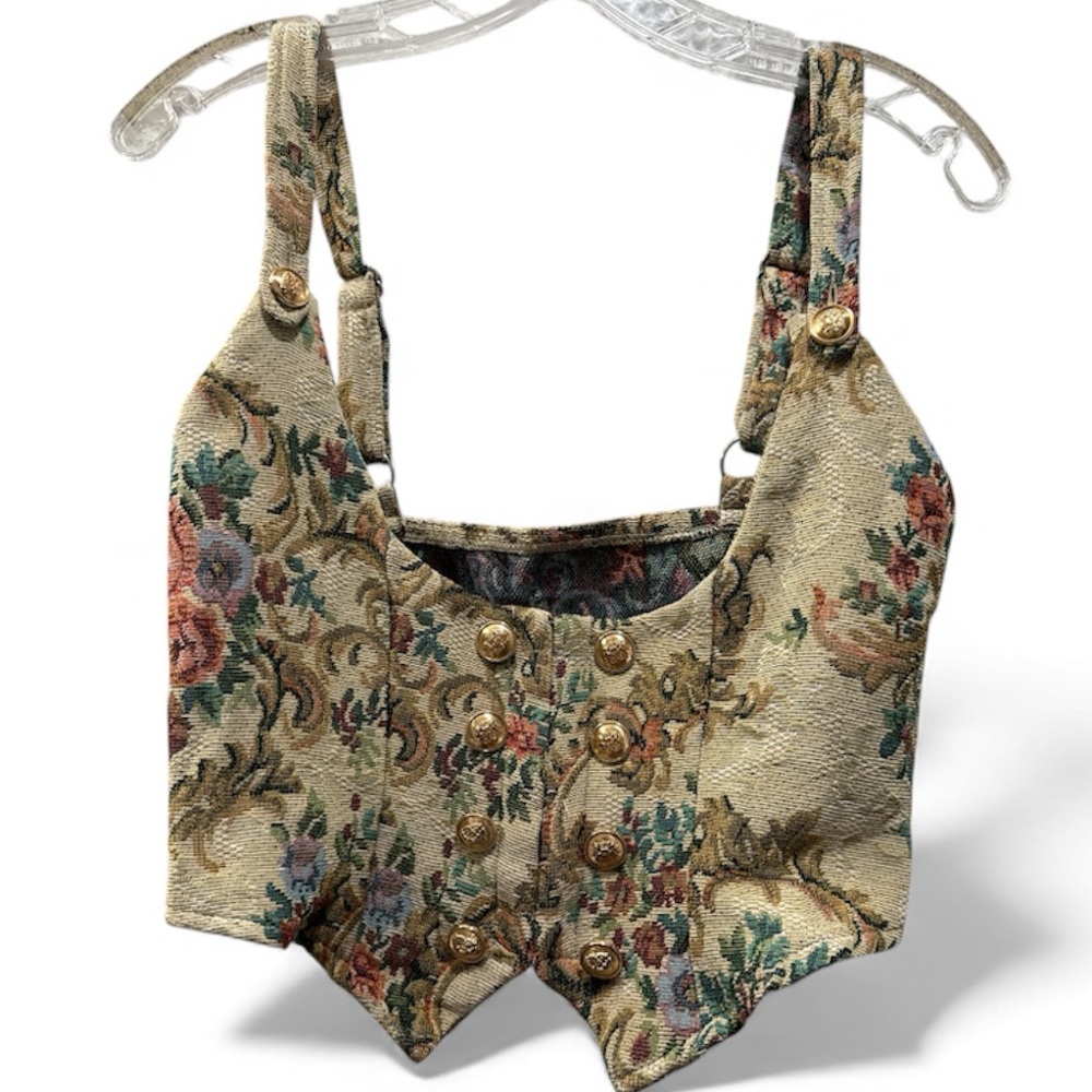 SHEIN Floral Tapestry Croset Top - Multicolor